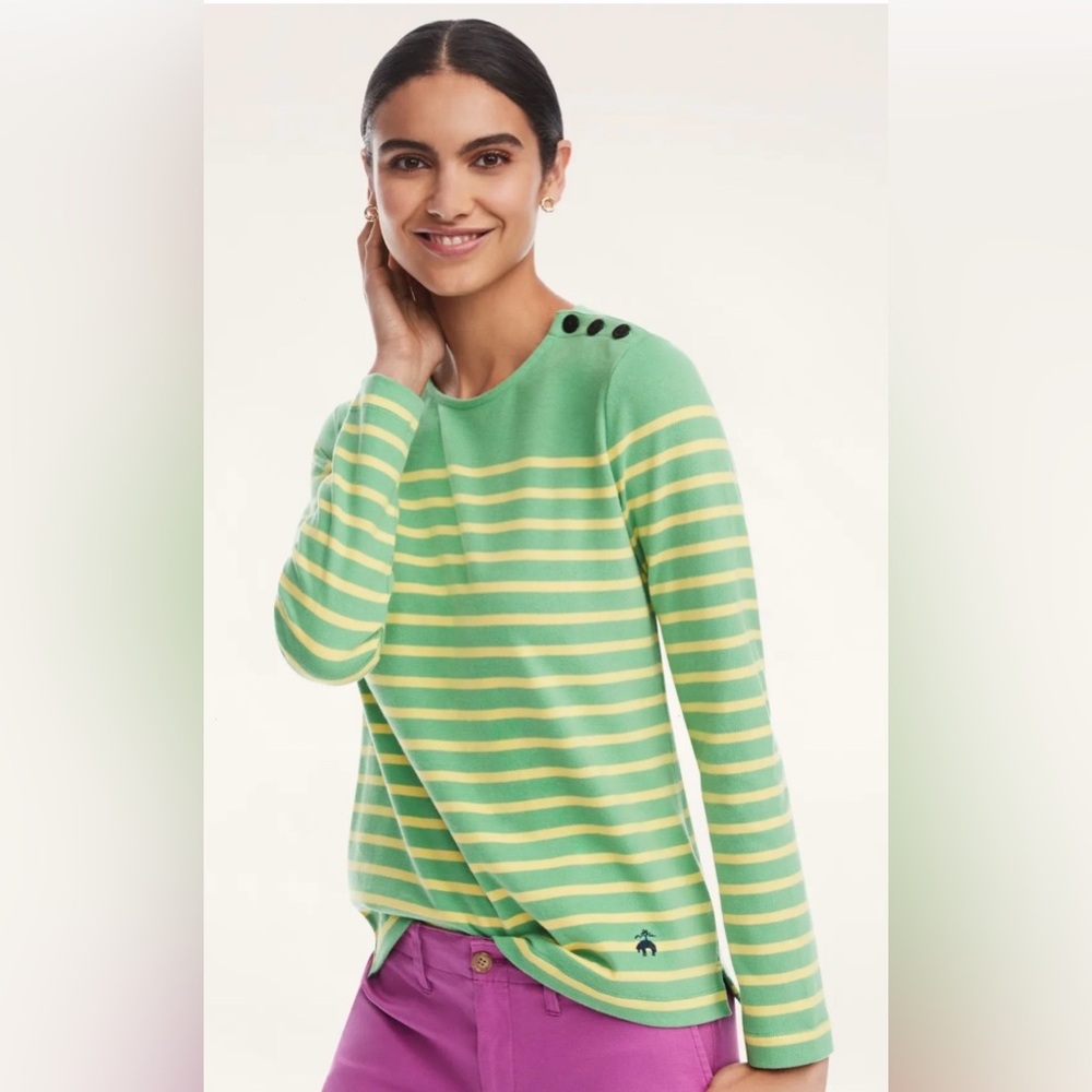 NWT Brooks Brothers Cotton Mariner Stripe Long Sleeve Tee